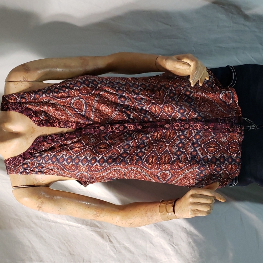 Sanctuary 100% Rayon Hidden Button High Low Sleeveless Blouse Size Large